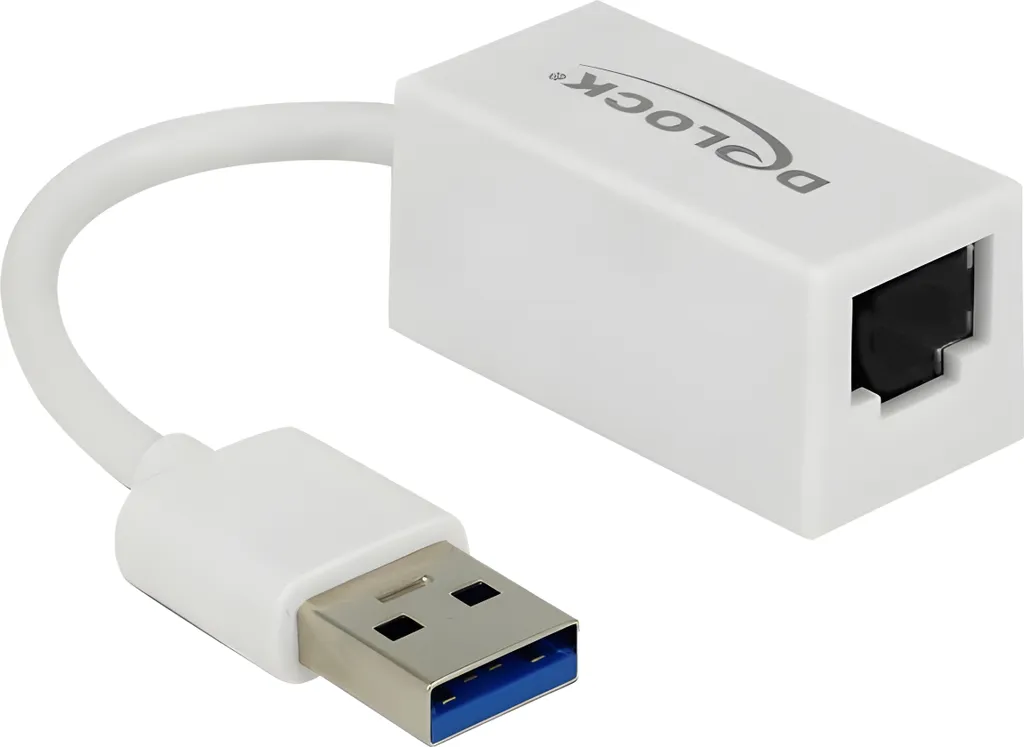 Adaptateur LAN Gigabit USB 3.0 Haute Vitesse Delock 1 Gbps Blanc Pur