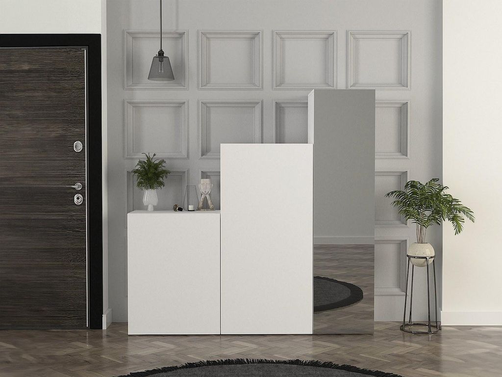 Modularer 3-türiger Kleiderschrank - Mit Spiegel - 180 cm breit - Weiß - TELEZA
