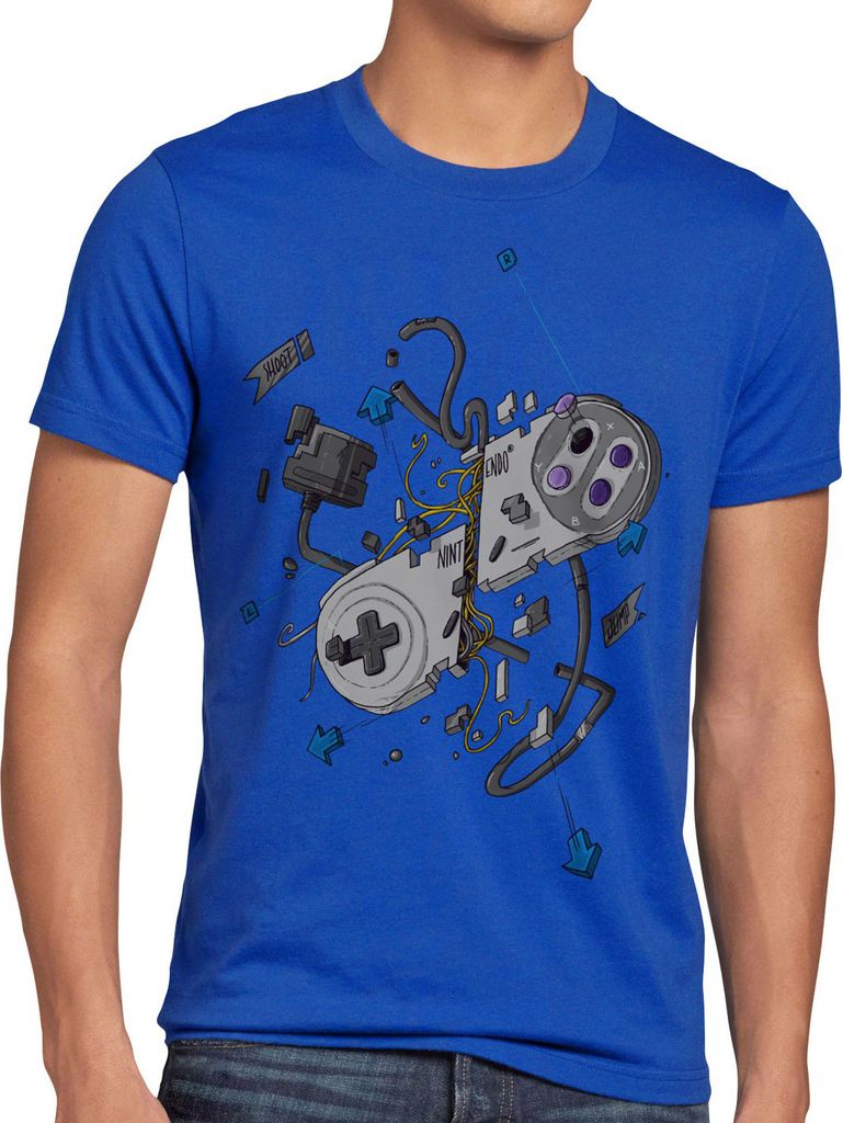 style3 16-Bit Controller T-Shirt Herren snes kart yoshi luigi mario