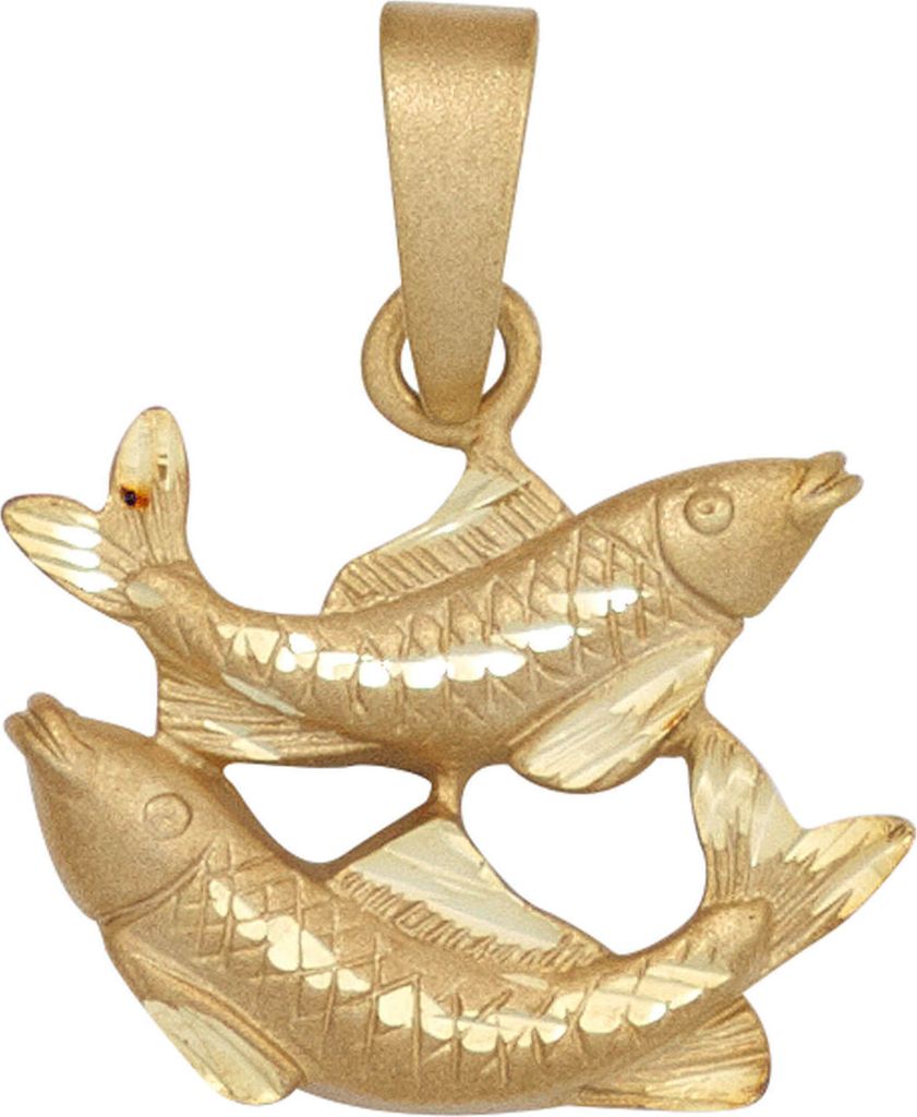 Anhänger Fische Horoskop Sternzeichen 925 Silber vergoldet mattiert Halsschmuck
