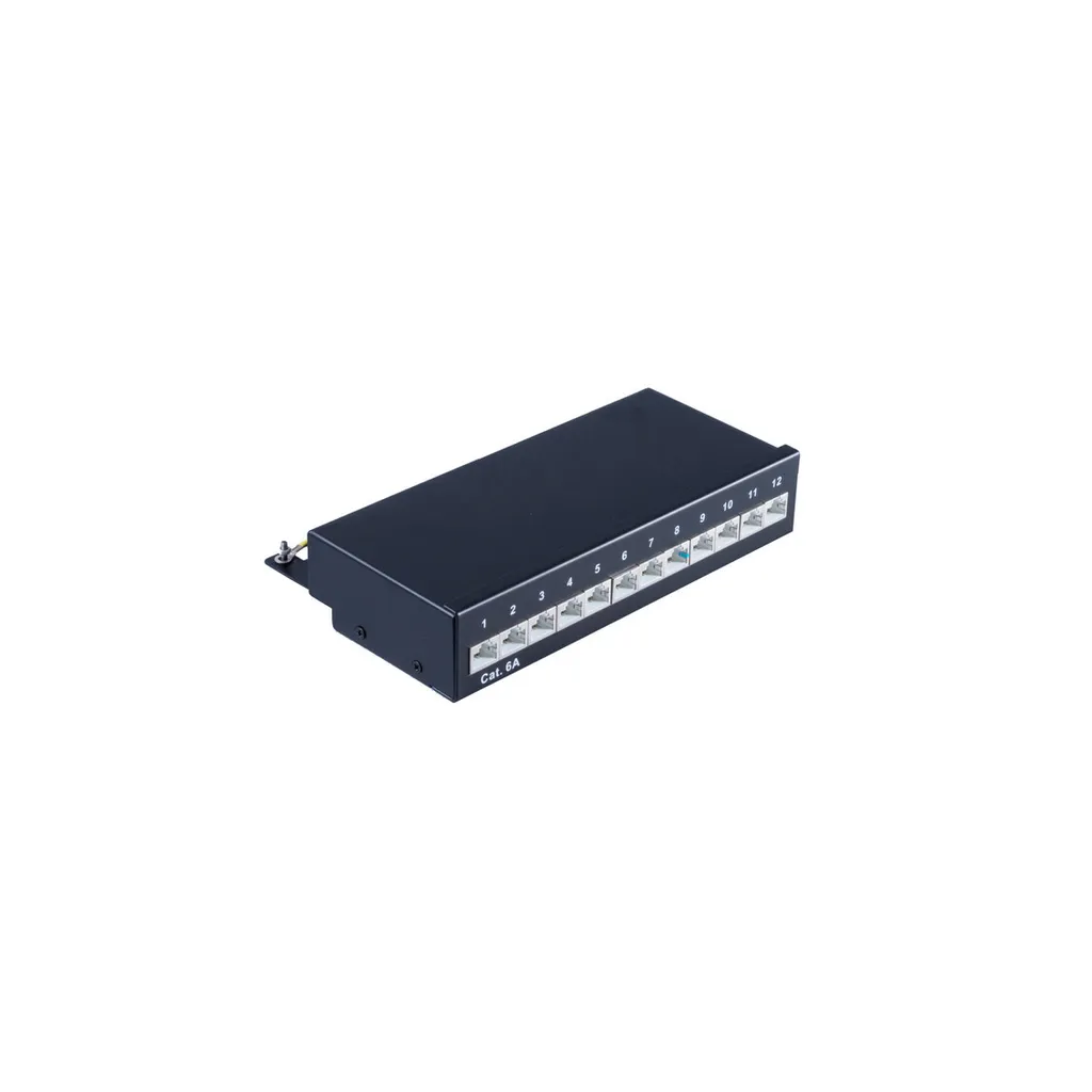 S-IMPULS Panneau de brassage CAT.6a 12 ports noir pour baie de brassage