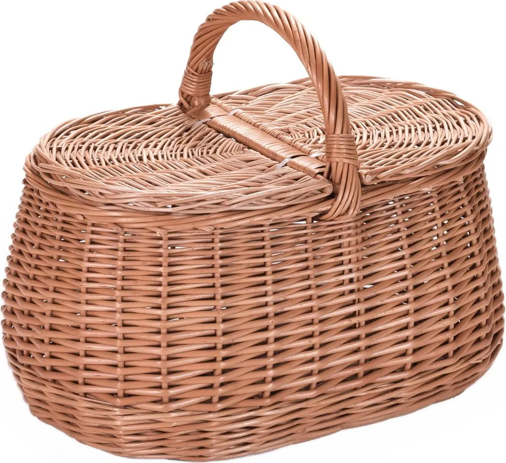 Grand panier de pique-nique en osier avec couvercle de protection bio