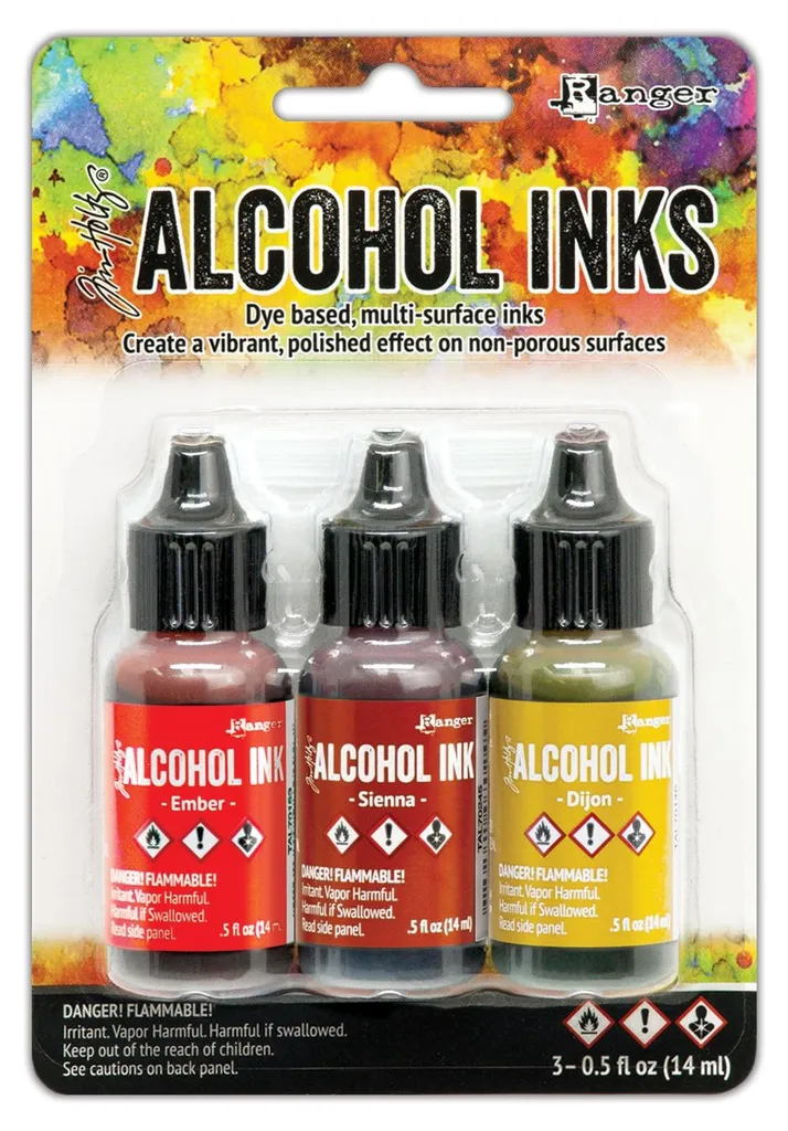 Encres à alcool Ranger sans acide : Set Ember Sienna Dijon haute brillance