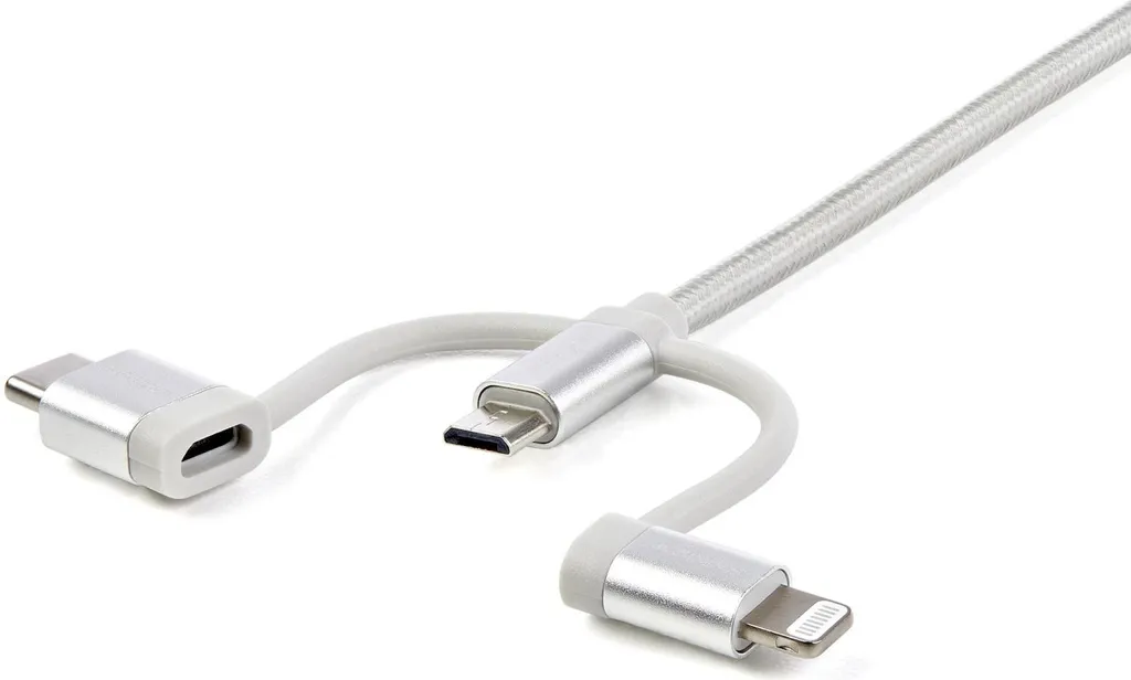 StarTech.com Câble USB Lightning et USB-C Micro-B 1m Tressé Argent