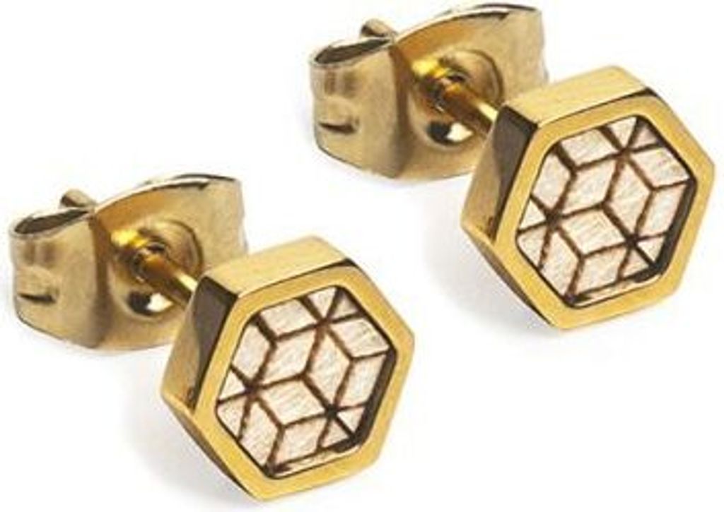BeWooden-Frauen Ohrring mit Holzdetail Virie Ohrringe Sechseck