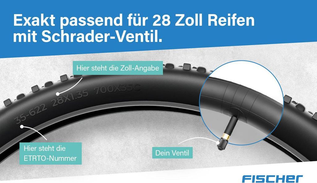 FISCHER Fahrradschlauch 28/29 Breit AV | 28 Zoll | Schläuche | Ersatz- & Verschleißteile | Fahrradzubehör - View #2
