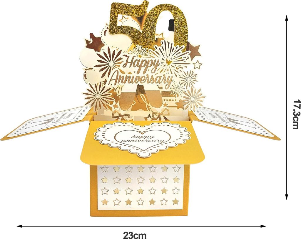 Jubiläums-Grußkarte, 3D-Design, lebendige Farben, langlebige Jubiläumskarte für Hochzeit, Urlaub, Party-Dekoration