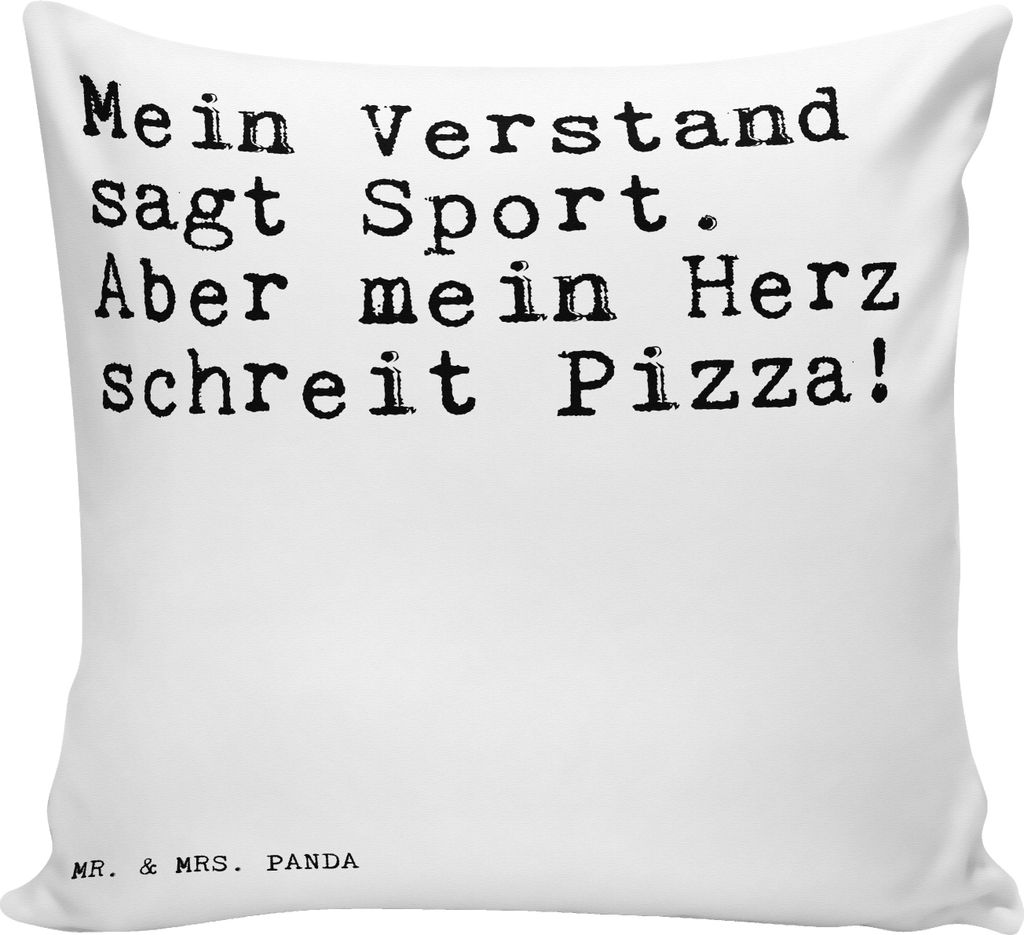 Mr. & Mrs. Panda Dekokissen Mein Verstand sagt Sport.... - Weiß - Geschenk, Freundin, Kochen, kissen bedruckt, 40x40, Deko, Diät, Abnehmen, Couch...