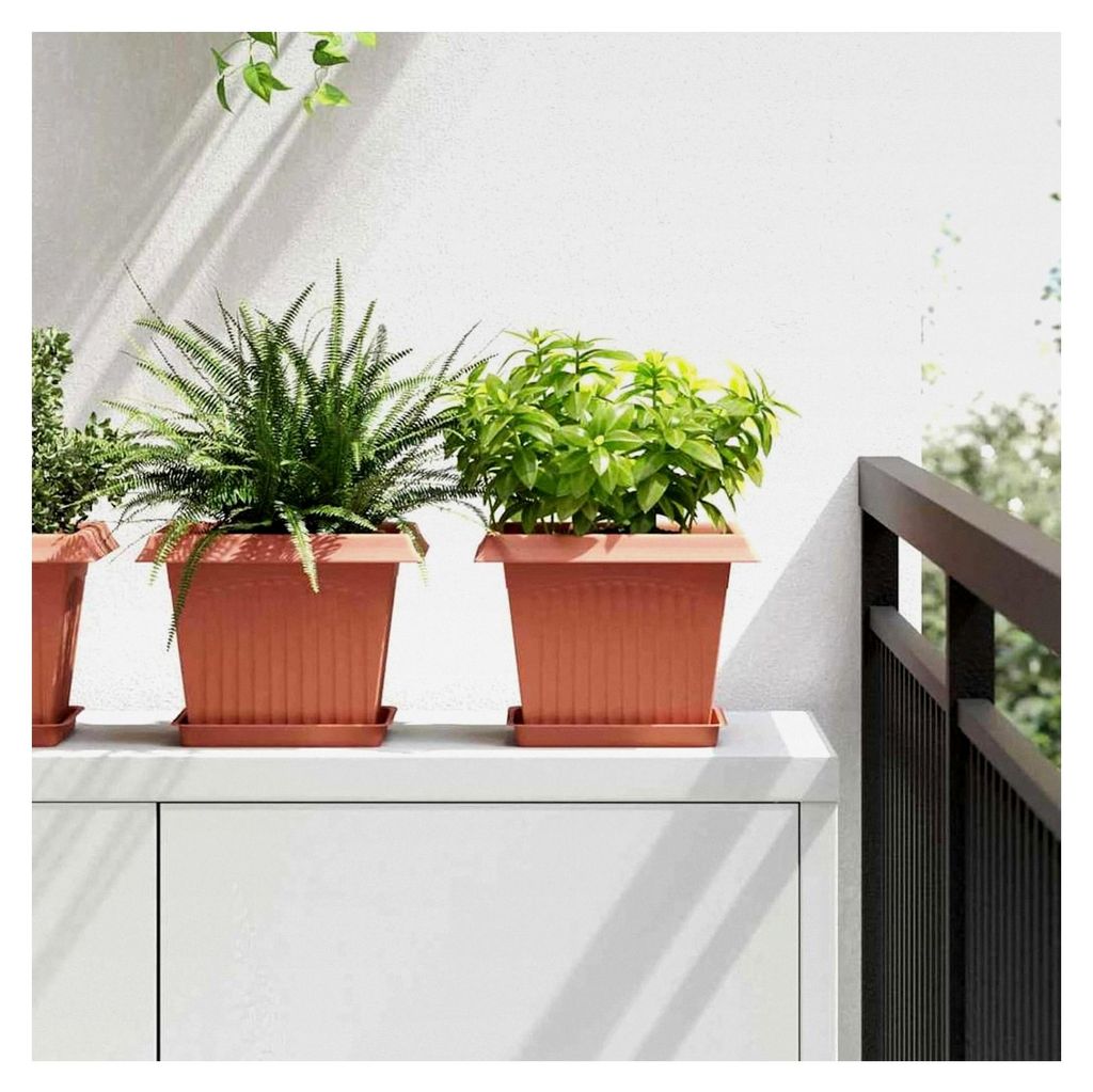 Quadratischer Blumentopf 24 Stück Ziegelrot 23 x 23 x 17,5 cm, Hochbeet Pflanzbeet Blumenkasten Blumenkübel für Balkon Garten Terrasse
