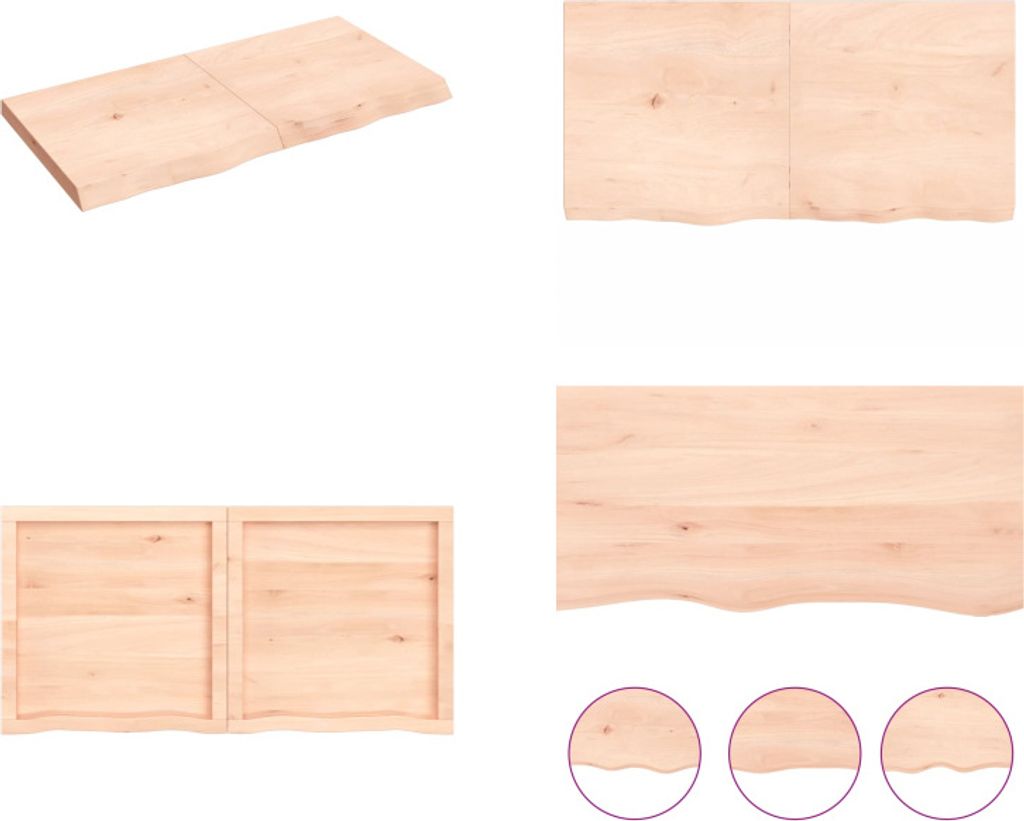 vidaXL Wandregal 120x60x(2 6) cm Massivholz Eiche Unbehandelt - Wandregal - Wandregale - Wandboard - Hängeregal