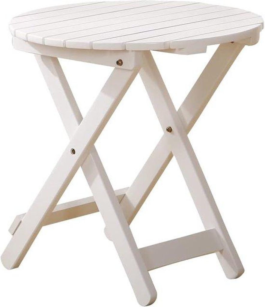 Runde, multifunktionale, tragbare Terrastisch - ideal für Garten, 48,5 x 48,5 x 50 cm, weiß