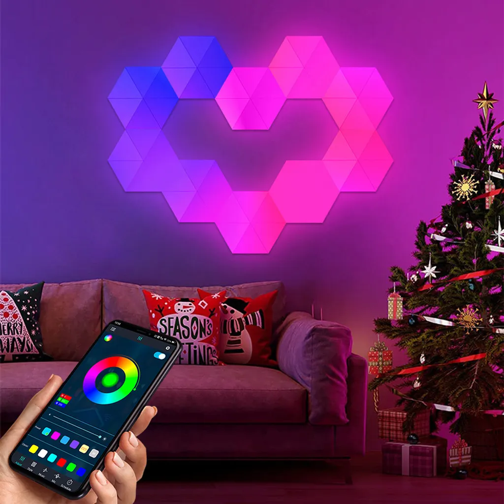 Kit 10 Pannelli LED Esagonali 55mm Con RGB, Sincronizzazione Musicale E Timer – Per Stanza Giochi E Home Decor
