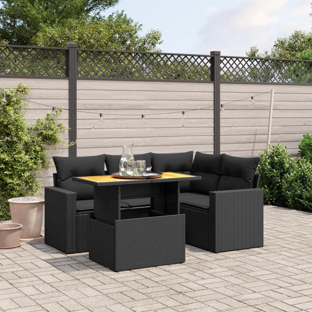Maison Exclusive - 5-tlg. Garten-Sofagarnitur mit Kissen Schwarz Poly Rattan