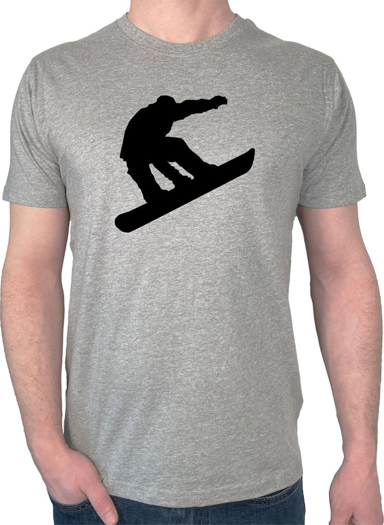 Huuraa Herren T-Shirt Snowboarden Silhouette XL Sport Grey Bio Baumwolle Fairtrade Herrenshirt Geschenkidee