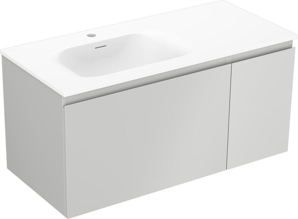 Mexen Orio Badezimmer-Unterschrank 90 cm mit Waschbecken Vela, 2 Schubladen, weiß glänzend - 91A10-09047-2-BFF00-W23M00