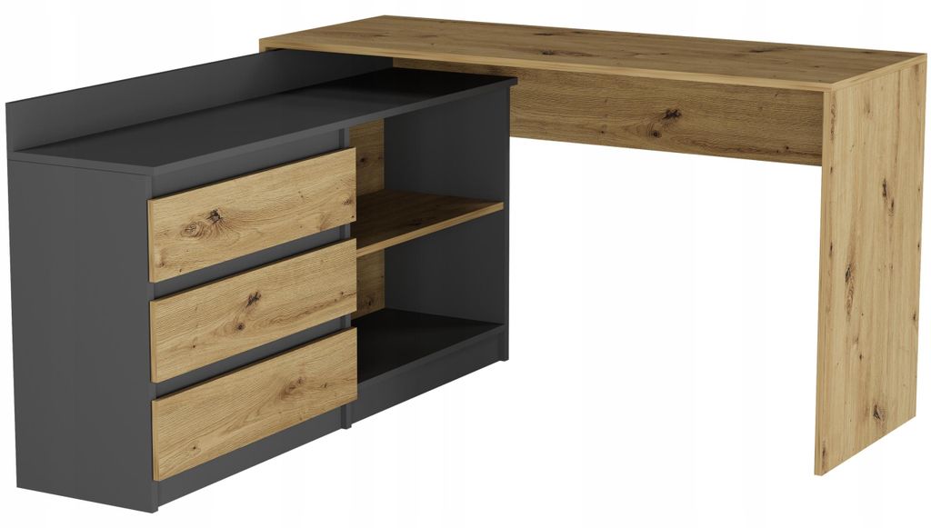 Psací stůl rohový komoda sada 120 cm FRAMIRE N-15 artisan Obrázek produktu 