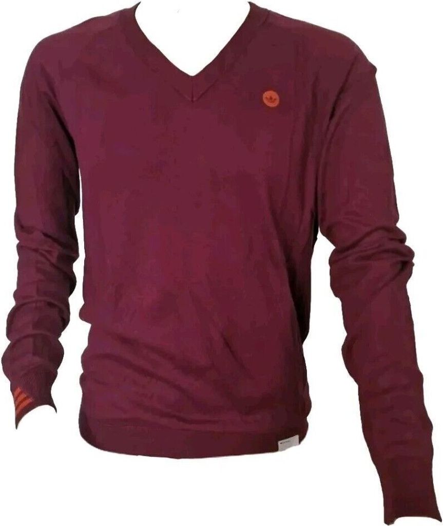adidas Herren Originals Pullover V-Neck Sweater Strickpullover Golfpullover , O57439 ,Weinrot , Gr: M ,Neu