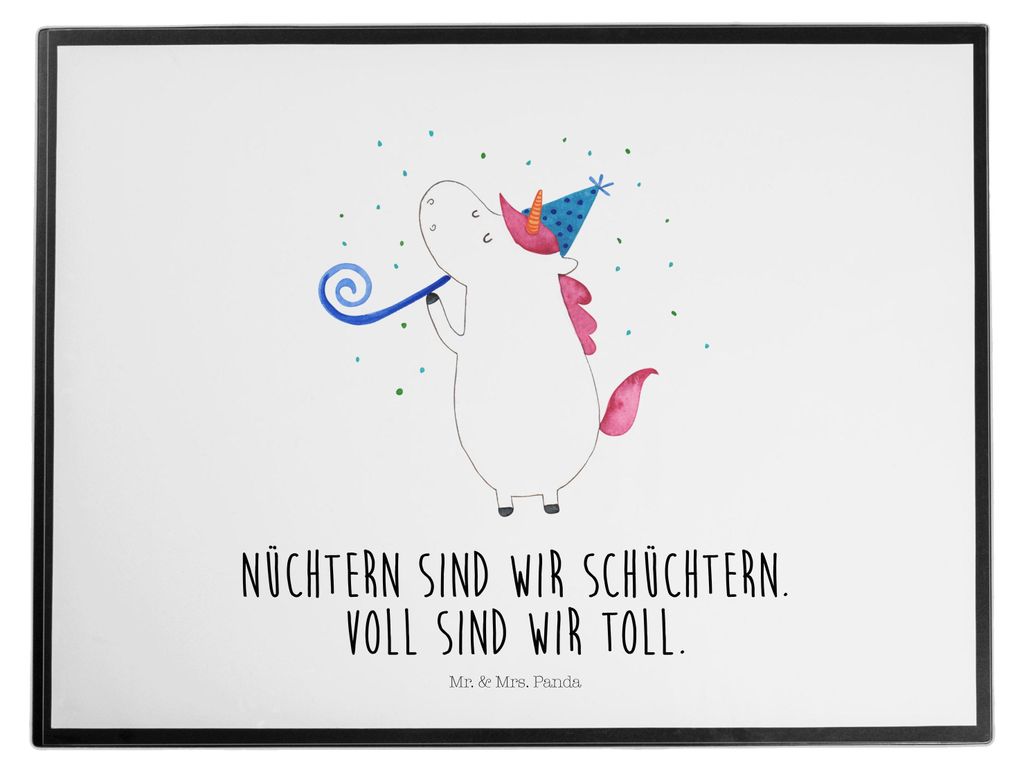 Mr. & Mrs. Panda Schreibunterlage Einhorn Party - Weiß - Geschenk, schreibtischauflagen, Alkohol, schreibtischunterlagen, tischpad, schreibtischma...