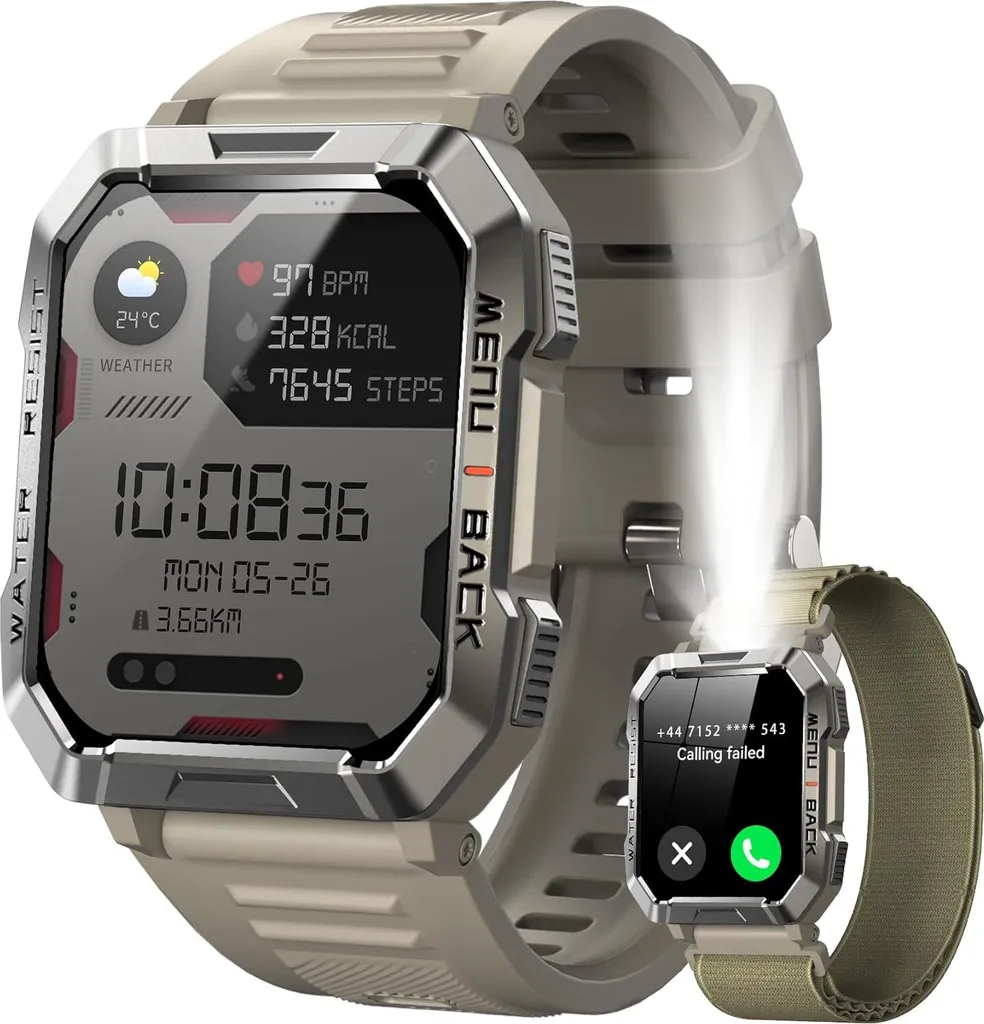 Smartwatch Rugged I68 per Uomo: Super Batteria 900mAh e Torcia LED