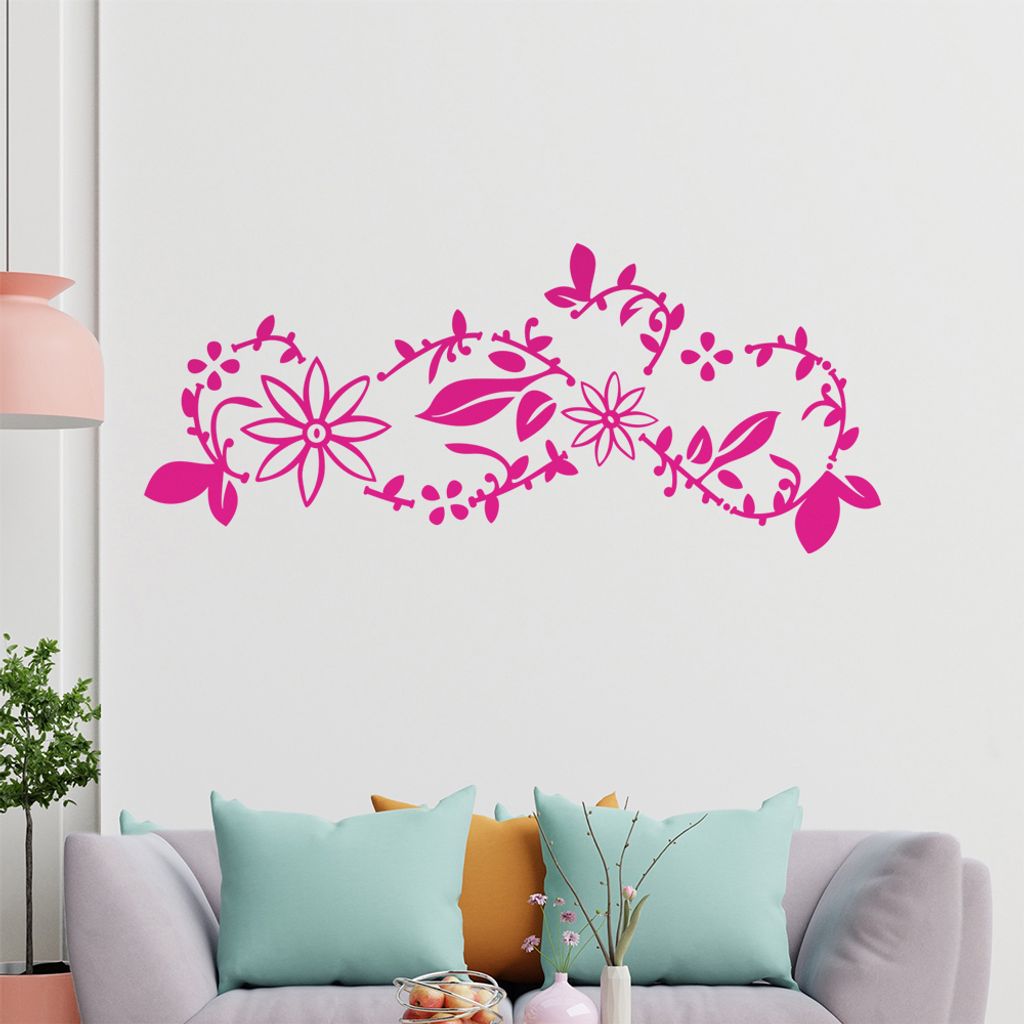 Blume - Ranken Wandtattoo in 6 Größen - Wandaufkleber Wall Sticker - Dekoration, Küche, Wohnzimmer, Schlafzimmer, Badezimmer