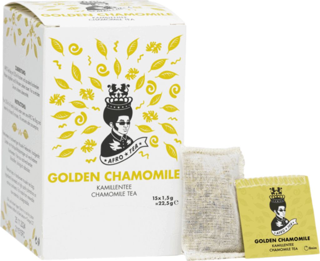 AFRO TEA Golden Chamomile Kamillentee - Premium Tee 15 Stück - 15 handgenähte Teebeutel mit Kamillenblüten von AFRO COFFEE