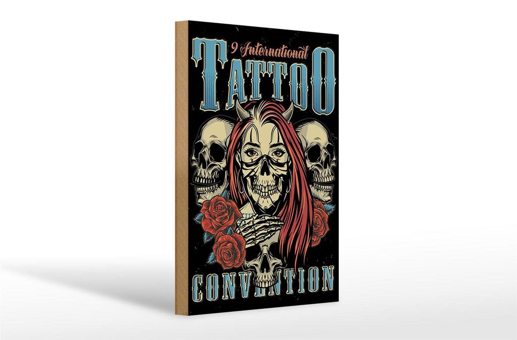 Holzschild Tattoo 20x30cm International Tattoo Convention