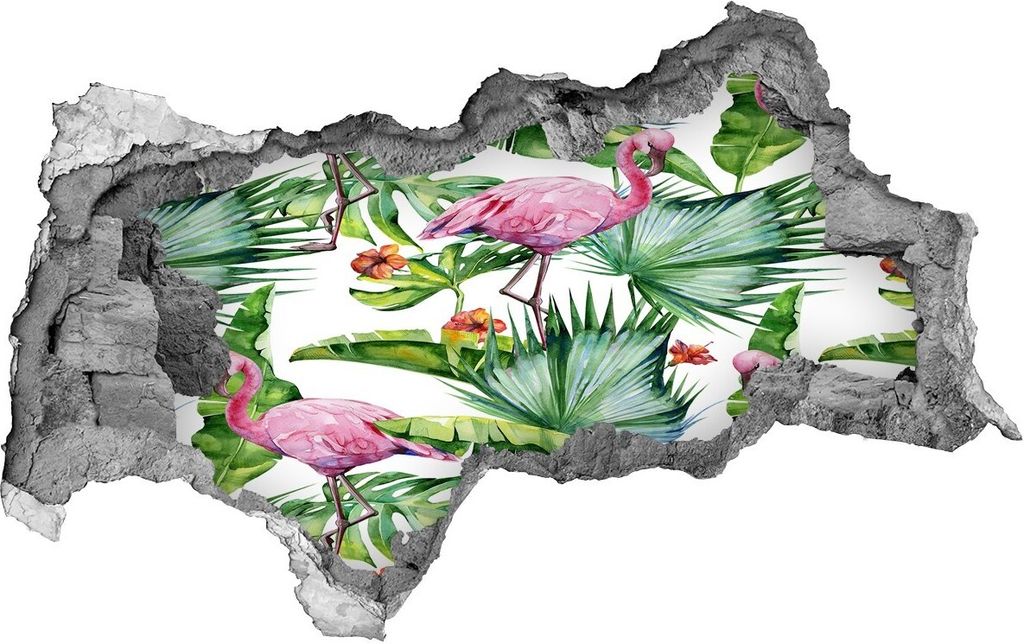 Selbstklebender Loch-3D-Aufkleber 95x73 cm Pflanzen Flamingos