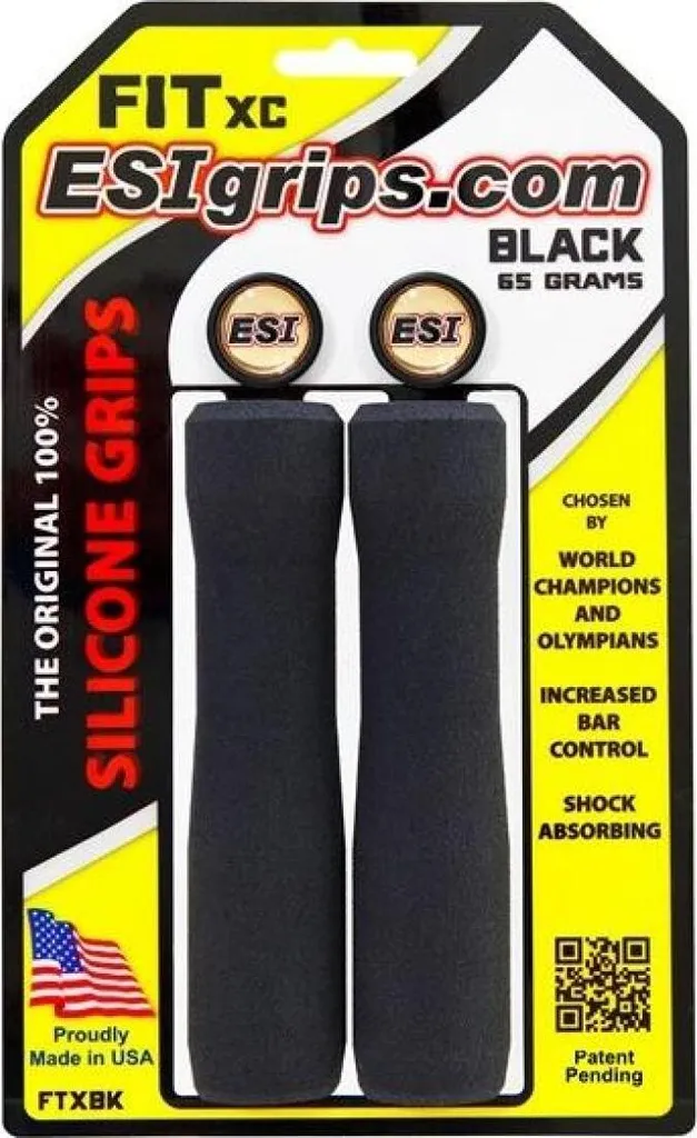 Grips ESI FIT XC Noir 65g FTXBK - Poignées VTT en Silicone Ergonomiques