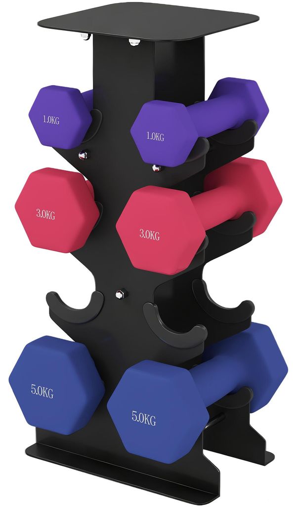 Hanteln Set 3 Paar Kurzhanteln mit Aufbewahrungsständer rutschfeste Griff, 1-5 kg Hexagon