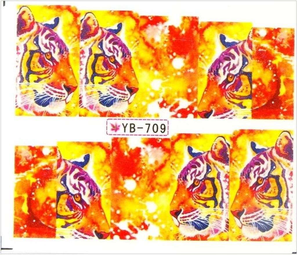 Wasserbasierte Nagelsticker Bogen 6,5 x 5,5 cm für 10 Finger yb Nr. 709