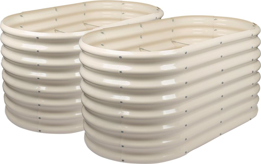 Abgerundete Hochbeete für den Garten – 120 cm x 60 cm x 60 cm – Elfenbein – 2er-Pack