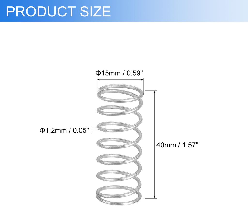 2 Stš¹ck Druckfedern, Edelstahl Spiralfedern, 1,2 mm Draht Dia. x 15 mm Au?en Dia. x 40 mm L?nge Verl?ngerungsfeder Kugelschreiber Druckfedern f...