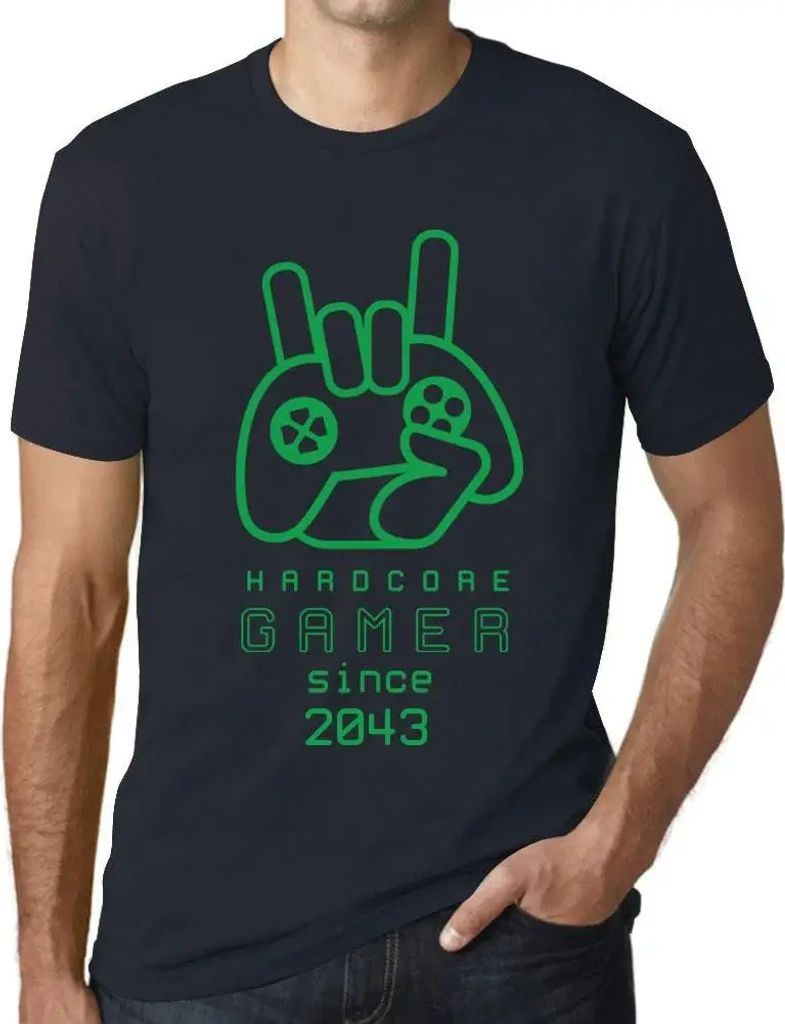 Herren Grafik T-Shirt Hardcore-Joystick-Spieler seit 2043 – Hardcore Joystick Gamer Since 2043 – Öko-Verantwortlich Vintage Jahrgang Kurzarm L...