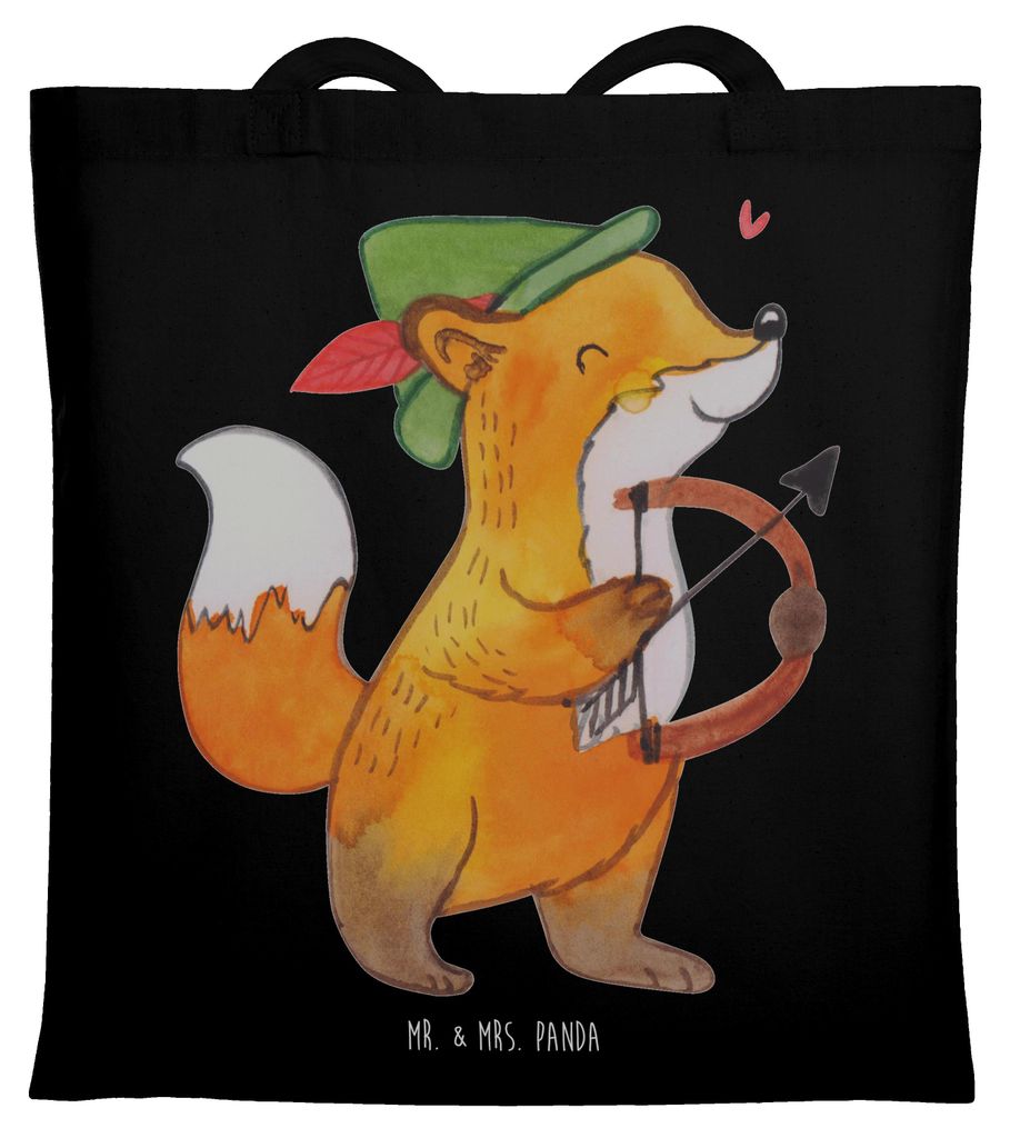 Mr. & Mrs. Panda Tote Bag Schütze Astrologie - Schwarz - Geschenk, Jutebeutel, Schultasche, Shopping Tasche, Laptoptasche, Geburtstagsgeschenk, Ge...