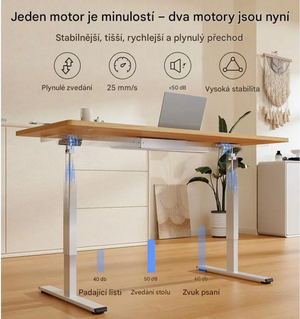 Bureau assis debout blanc réglable électrique - Cadre motorisé seul E1W-PRO