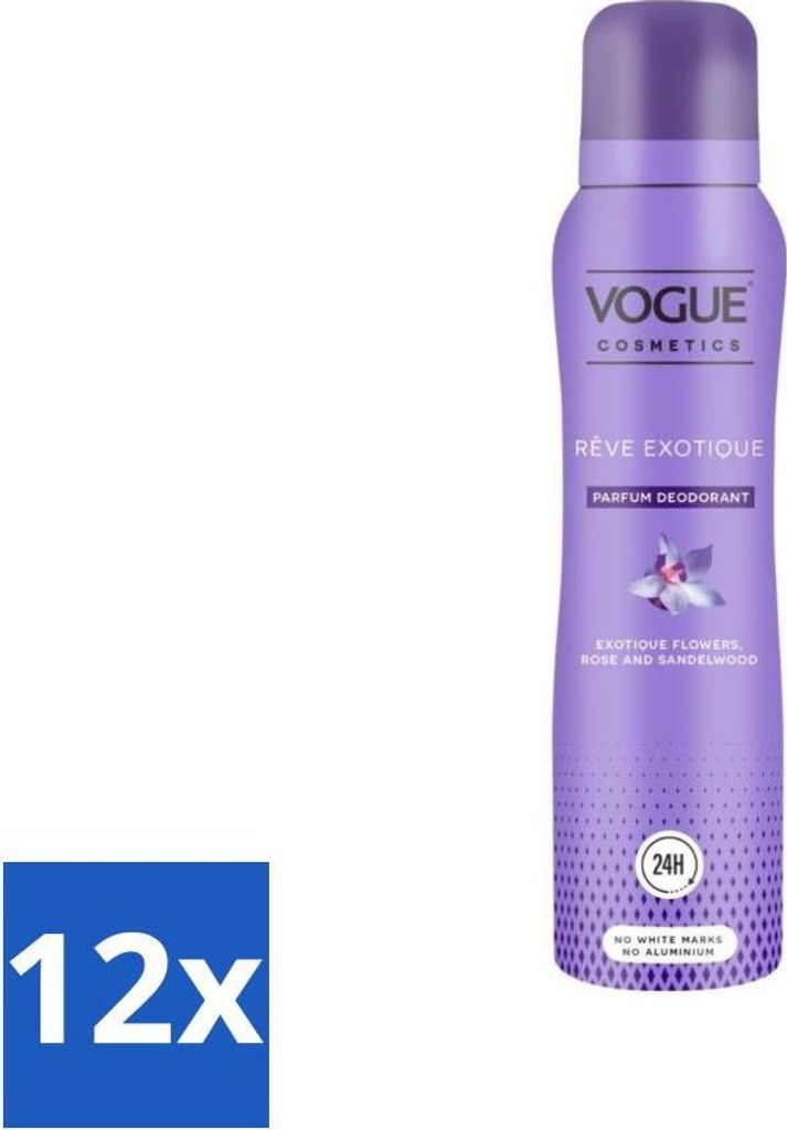 Vogue Reve Exotique Parfum Deodorant 150 ml - Vorteilspack - 12 Stücke