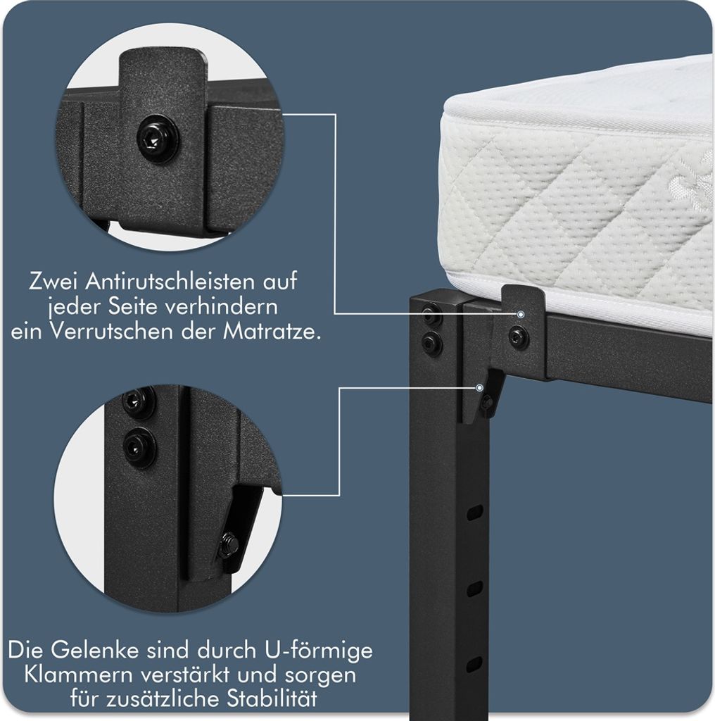 Yaheetech Bettrahmen 36cm H Metallbett mit Lattenrost, Produktbild 8