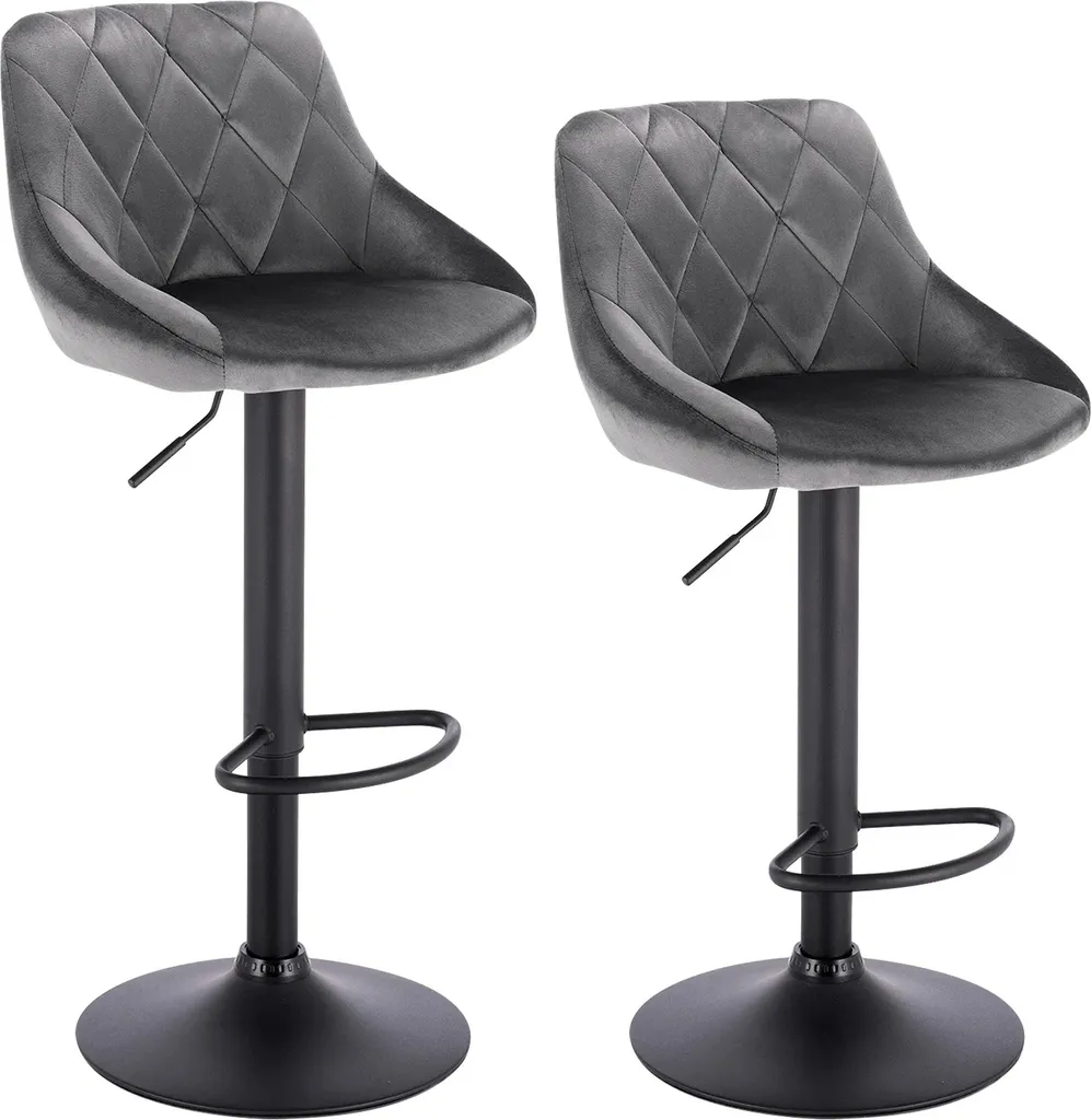 Siège de Bar Confortable Lot de 2 avec Dossier Ergonomique Gris Foncé