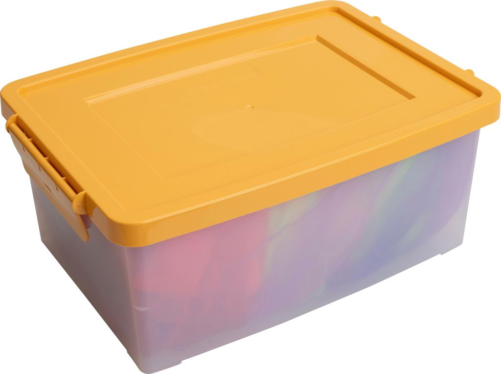 Betzold Aufbewahrungsbox, 16 x 39,5 x 27,5 cm, weiß-transparent, Naturfarben, Farbe: safrangelb, Setgröße: 1 Stück