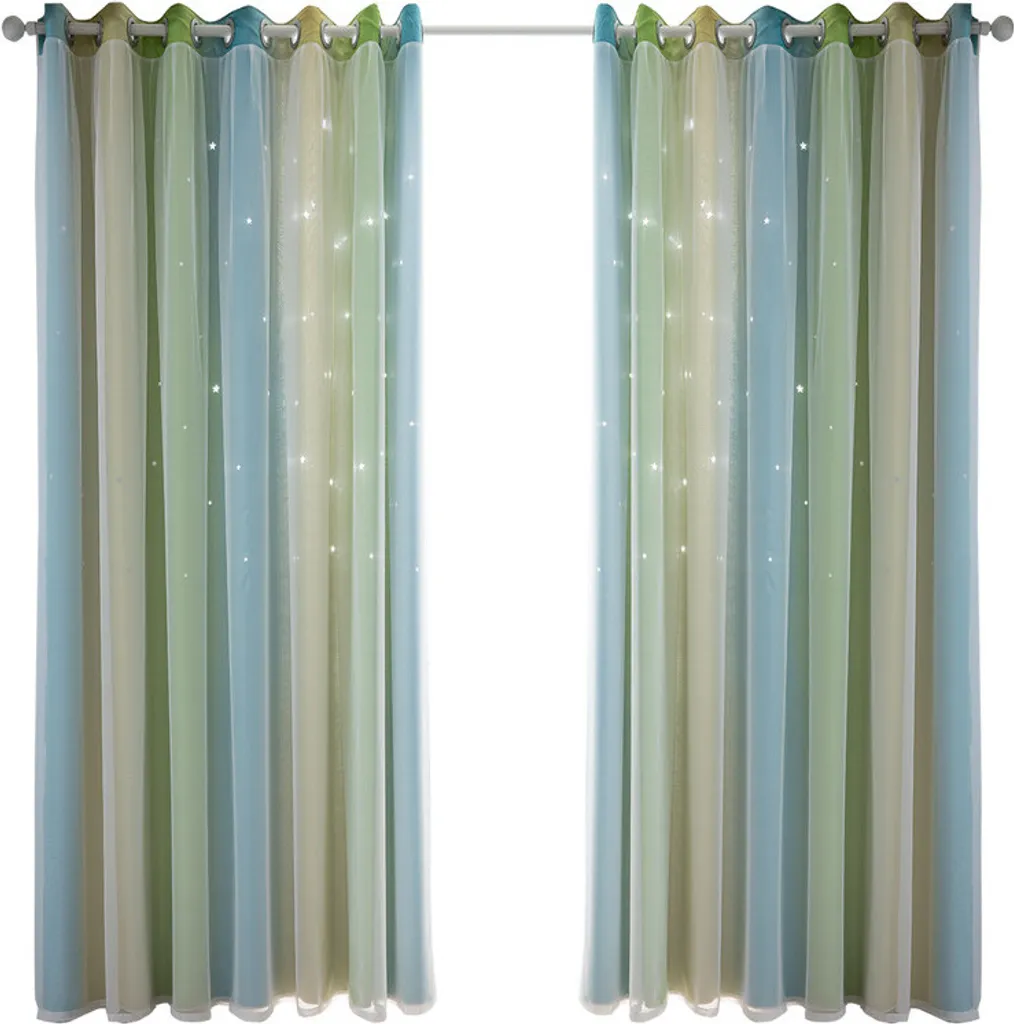 Rideau Anti-Lumière Étoilé Vert - Solution Déco et Isolation 134x240
