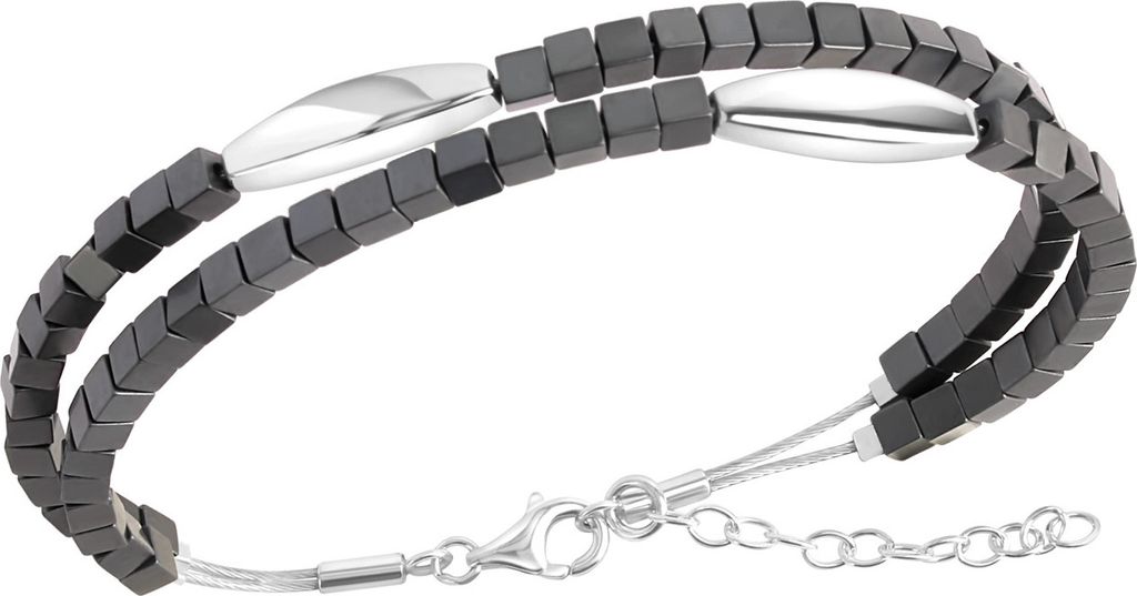 Zeeme Stainless Steel Armband Edelstahl 17,5+3cm weiß Hämatit 352260042R