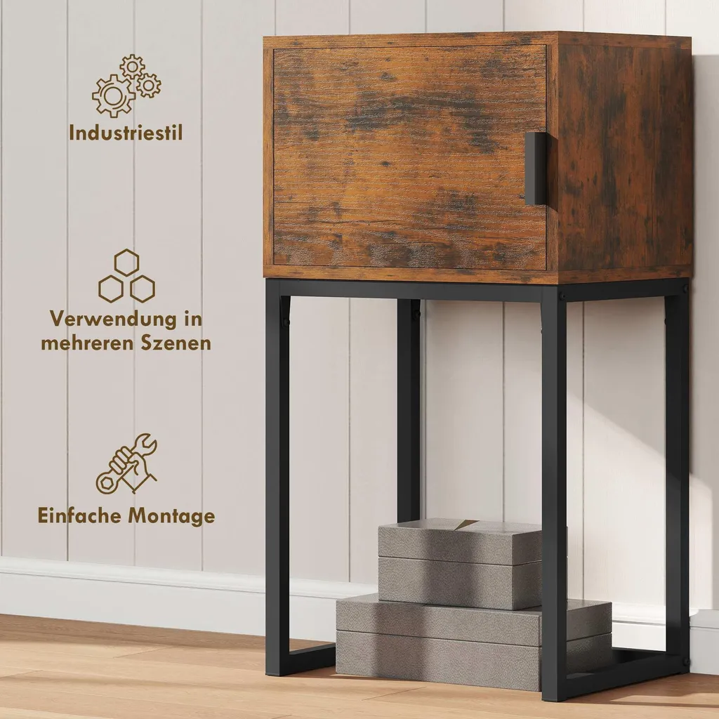 Console gain de place marron rustique 40cm, petite table d'appoint robuste