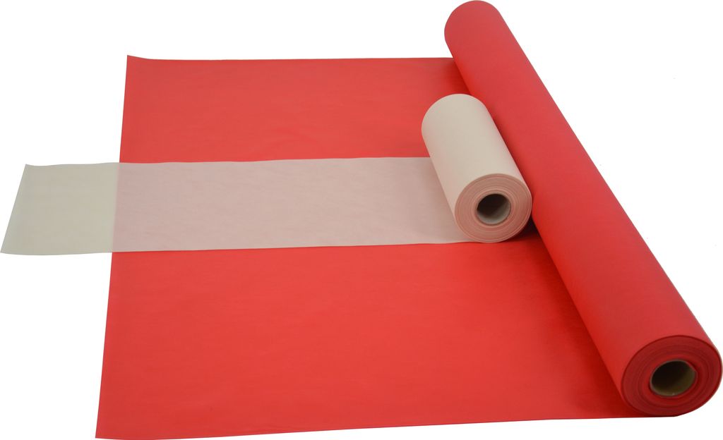 Sensalux Kombi-Set 1 Tischdeckenrolle 1,5m x 25m rot + Tischläufer 30cm creme