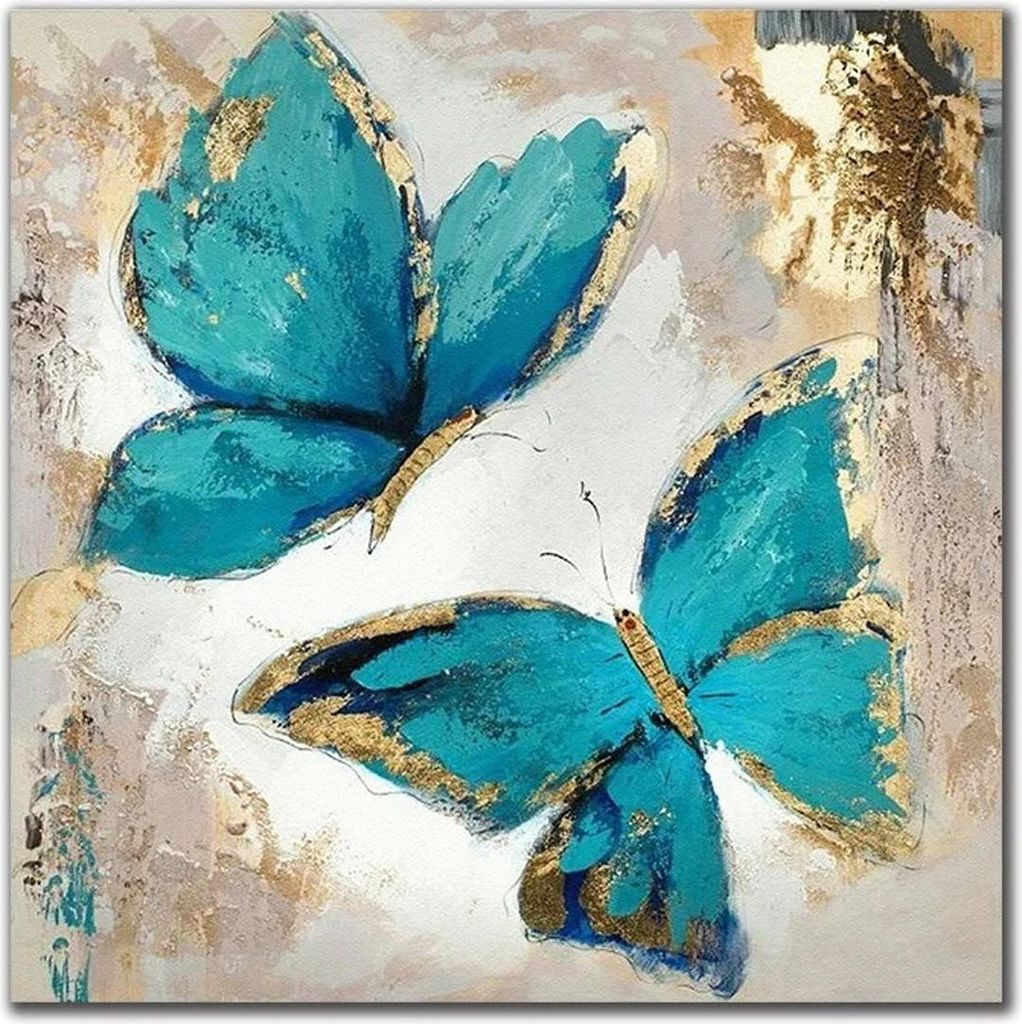 Modernes abstraktes Leinwandgemälde, blaues Meer, Leinwandgemälde, Kunstbild, Wanddekoration für Zimmer, Heimdekoration, 60 x 60 cm, ohne Rahmen