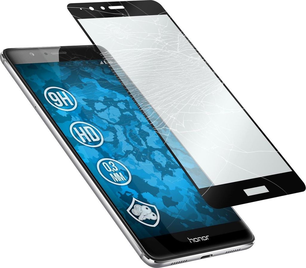 1er-Pack PhoneNatic Glas-Folie klar full-screen schwarz kompatibel mit Huawei Honor V8 - Panzerglas für Honor V8