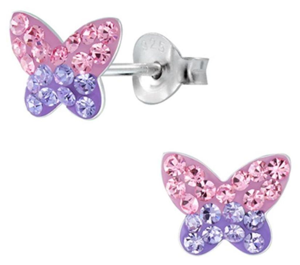Kinder Ohrstecker: Mädchen Ohrringe Silber „Schmetterling“ Produktbild 