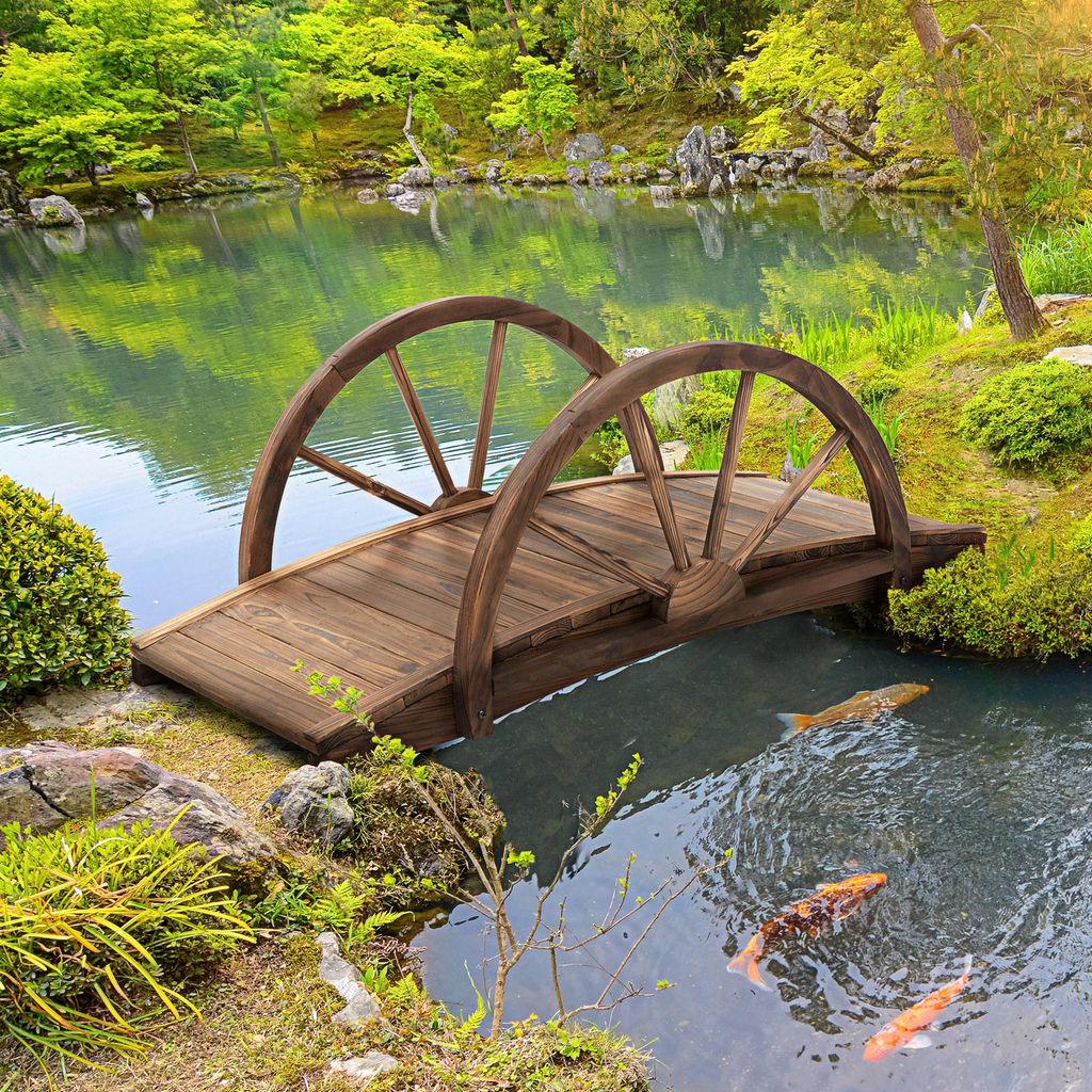 SUGIFT Gartenbrücke Tannenholz mit Rad-Handläufen, Produktbild 