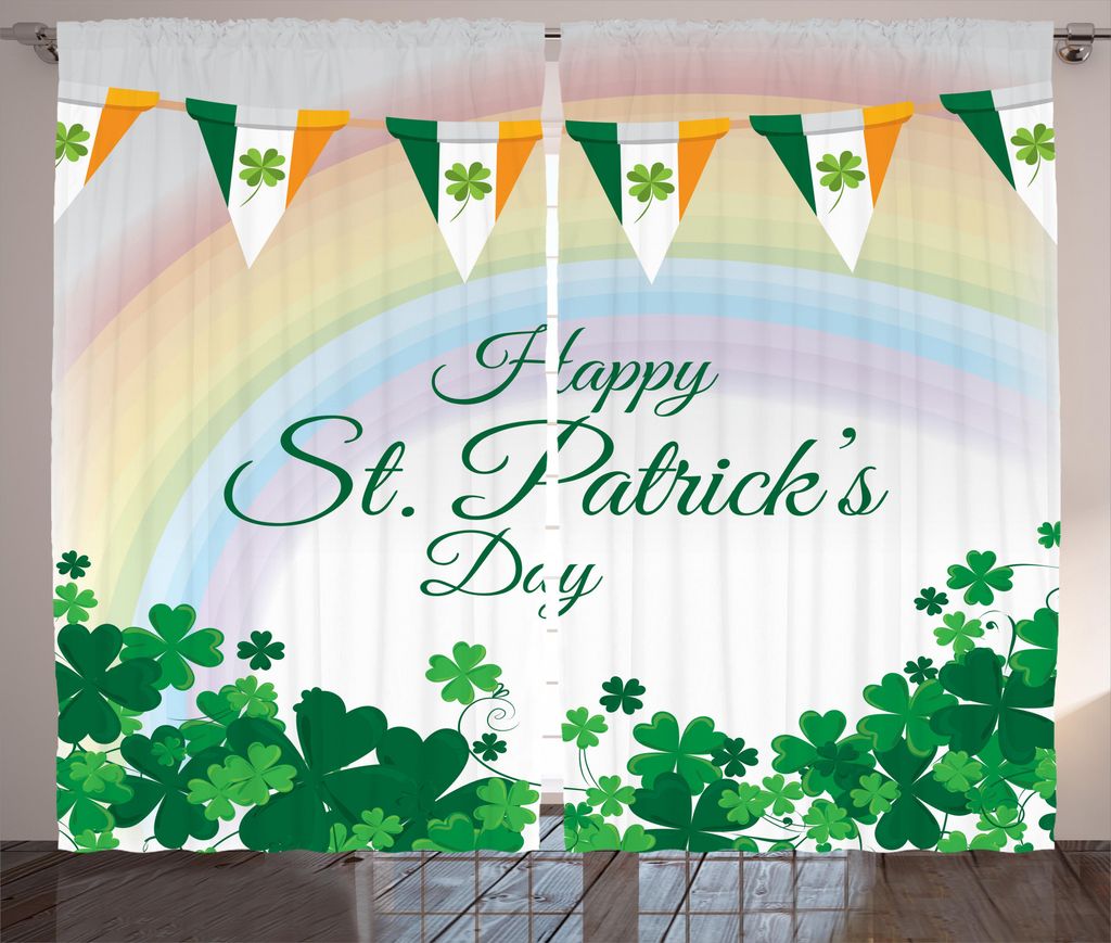 ABAKUHAUS St. Patrick Tag Rustikaler Vorhang, Regenbogen-Flaggen, Wohnzimmer Universalband Gardinen mit Schlaufen und Haken, 280 x 225 cm, Mehrfarbig