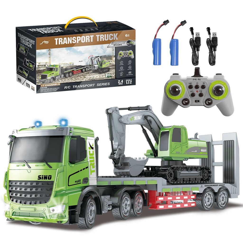 RC-Auto RC LKW Spielzeug, 1:12 Ferngesteuerter Truck & Bagger Set mit Lichtern