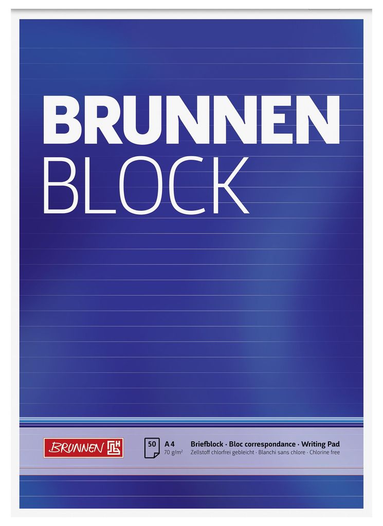 BRUNNEN Briefblock „ Block“ | A4, Lineatur 21, 50 Blatt, Produktbild 